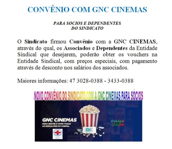 convênio com GNC Cinemas